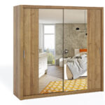 Kleiderschrank Bono 220 mit Spiegel Goldene Eiche