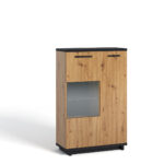 Vitrine Ines WIT90 Schwarz Matt/Eiche Artisan